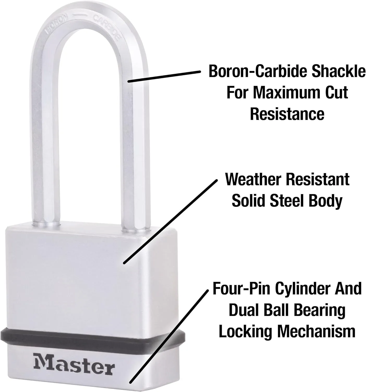 Master Lock M530XQLH Magnum Solid Steel Keyed Alike Padlocks, 1-3/4 in. Wide, 4 Pack Keyed-Alike