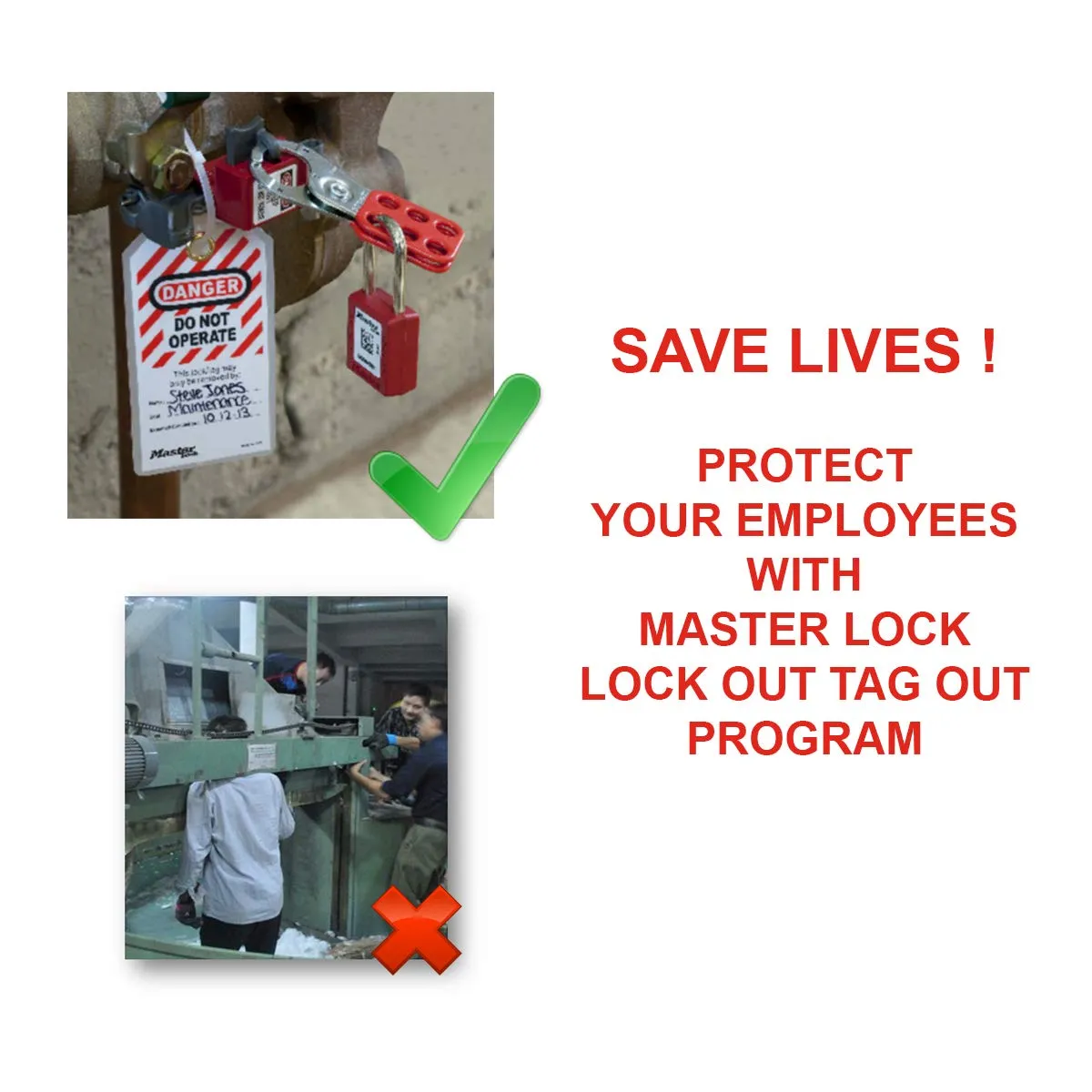 Master Lock S806 Adjustable Lockout Tagout Steel Cable, 5/32" Diameter, Black/Red