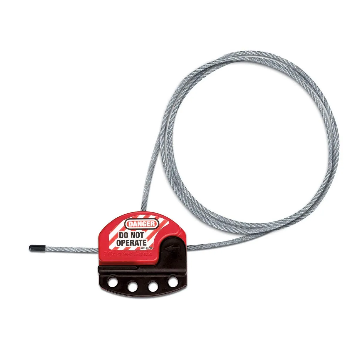Master Lock S806 Adjustable Lockout Tagout Steel Cable, 5/32" Diameter, Black/Red