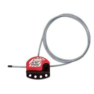 Master Lock S806 Adjustable Lockout Tagout Steel Cable, 5/32" Diameter, Black/Red