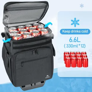 MATEIN Rolling Tackle Box with Cooler, Large Fishing Bag with Wheels for 5 Trays(Trays Not Included), Lunch Bags for Women, Cooler Lunchbox Insulated Work Backpack with USB Charging Port