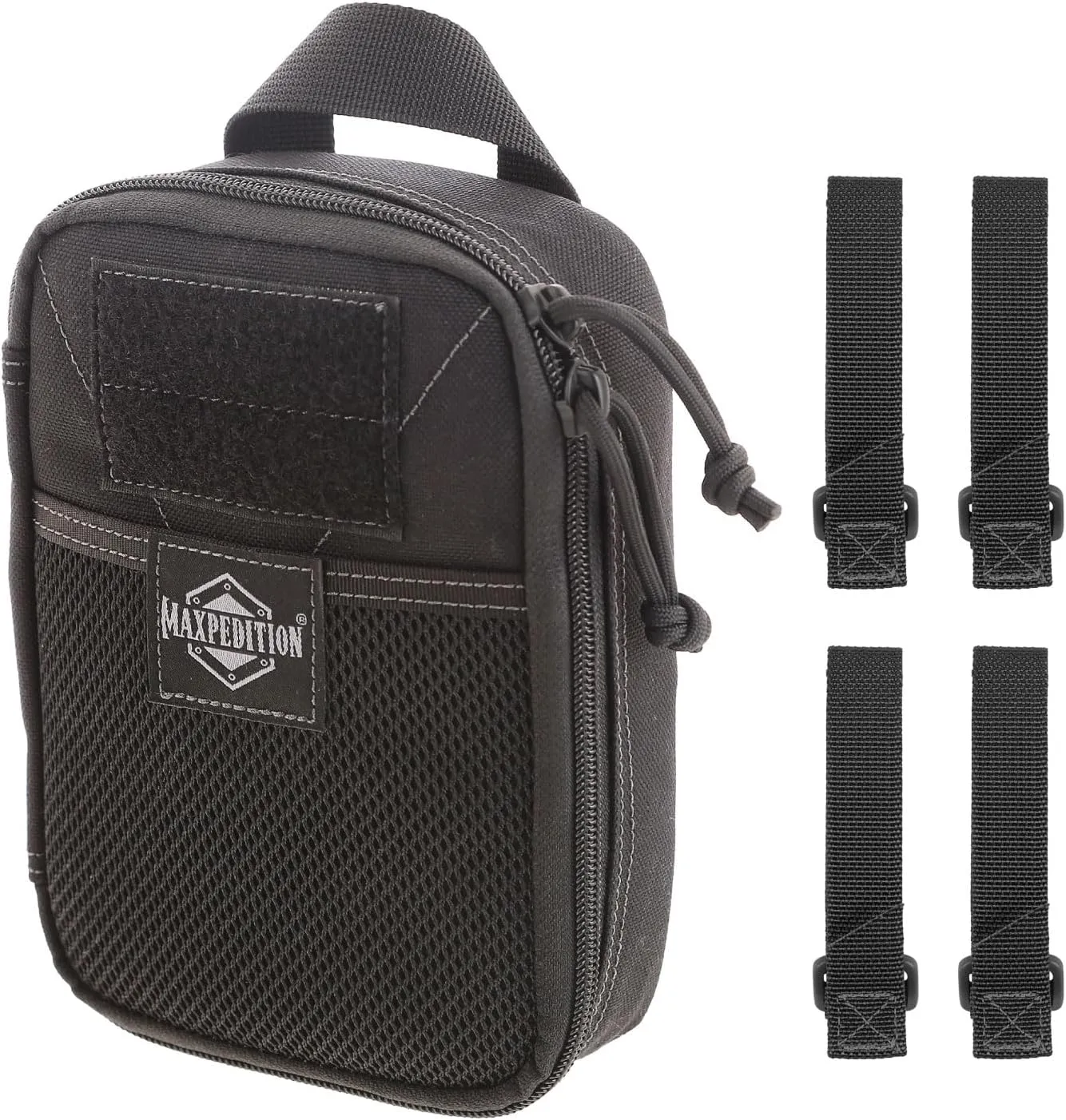 MAXPEDITION Padded Fatty Pocket Organizer with 3" TacTie Attachment Straps, Pack of 4, EDC Tool Pouch with MOLLE Straps (0260B, 9903B)