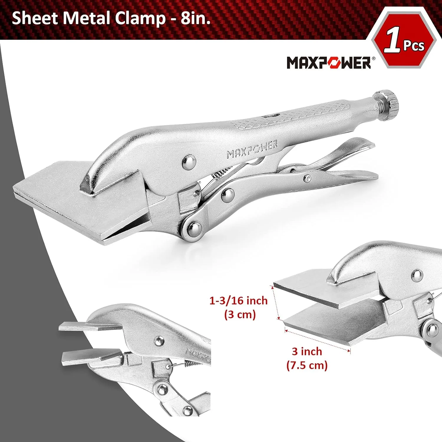 MAXPOWER 15-pc Locking Pliers Set with C-clamps, Long Nose, Pinch Off, Sheet Metal Clamp, U Shaped Pliers and Tool Bag