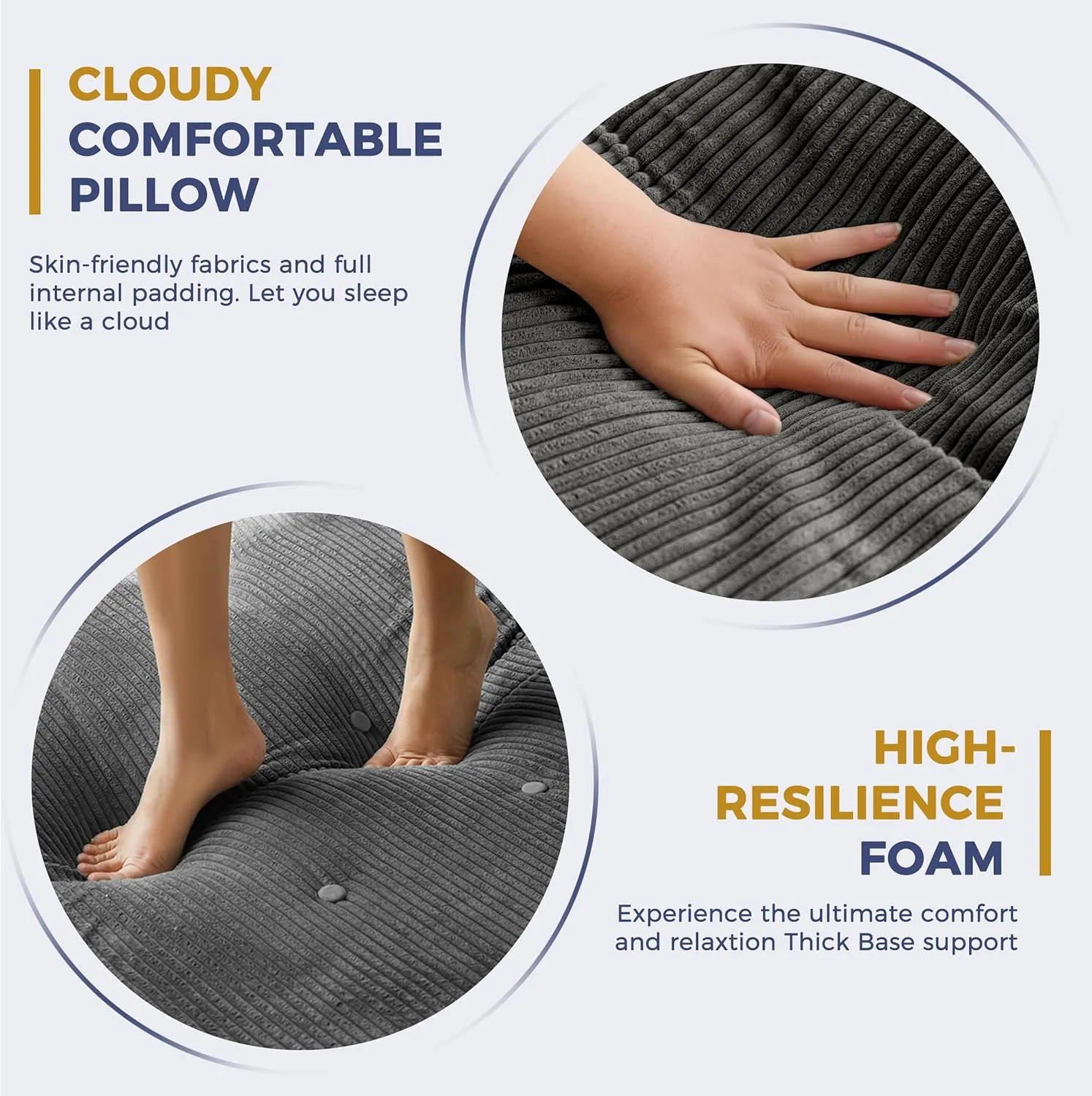 MAXYOYO Convertible Sofa Bed, Fold Out Single Sleeper Sofa with Pillow, 4 in 1 Tufted Folding Couch Bed Foam Floor Couch, Lazy Chair for Living Room Bedroom Guest Room, Dark Grey