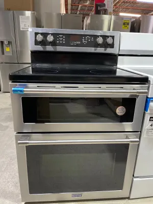 Maytag YMET8800FZ Electric Range, 6.7 cu. ft. Capacity, 30 inch Exterior Width, True Convection, 5 Burners, Self Clean, Double Oven, 3,200 Watts Highest Burner Element, Stainless Steel colour True European Convection