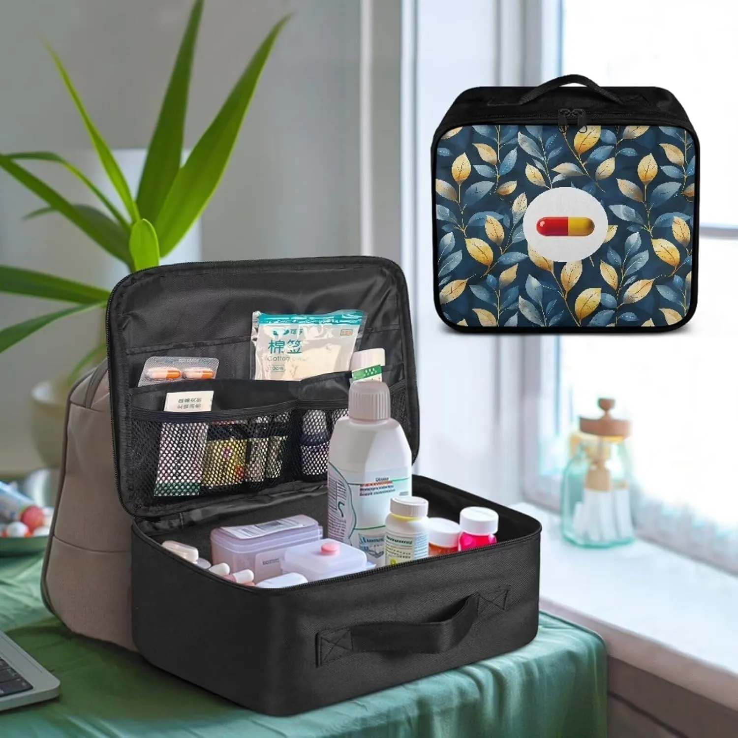 Medicine Storage Bag Empty-Emergency Trauma Kit-Meds Organizer-Family First Aid Kit,Ideal for Home-Travel-Dorm-Workplace-Car-Camping,No Accessories Included