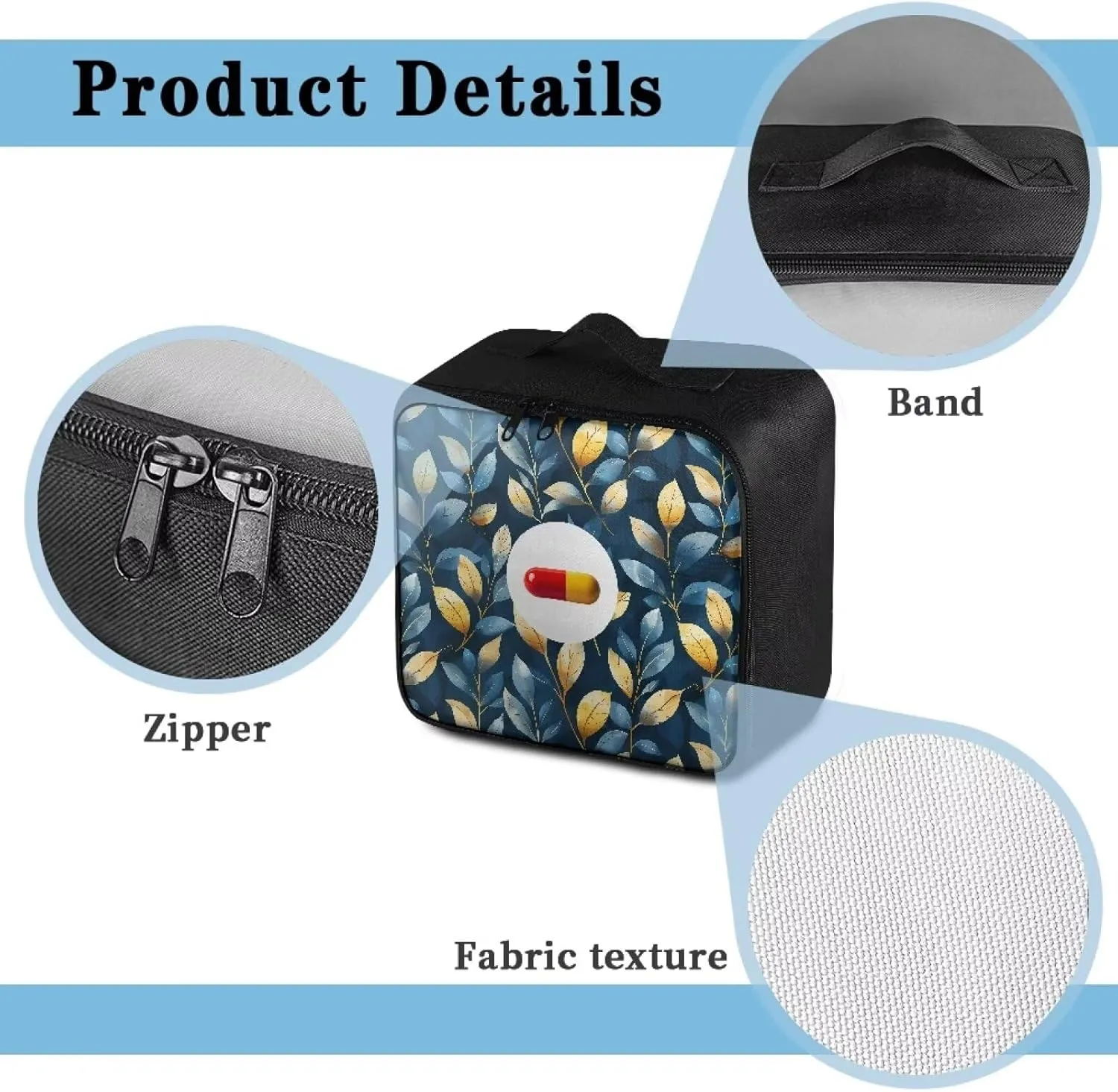 Medicine Storage Bag Empty-Emergency Trauma Kit-Meds Organizer-Family First Aid Kit,Ideal for Home-Travel-Dorm-Workplace-Car-Camping,No Accessories Included