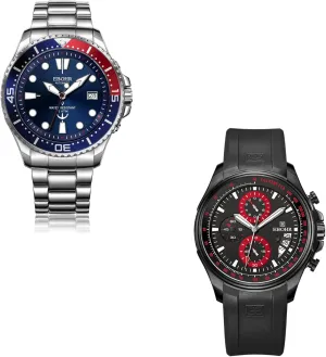 Men's Pro Diver Mechanical Watch and Men's Sports Black Quartz Watch with Luminous Hands, Easy Read Classic Wrist Watch