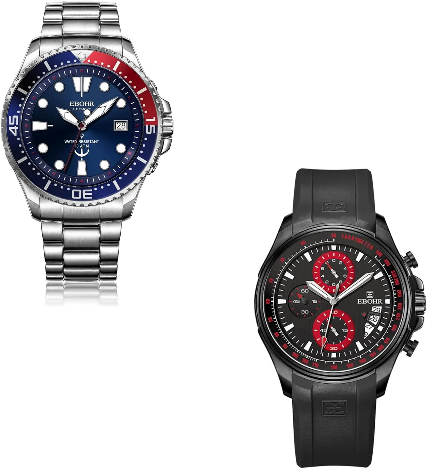Men's Pro Diver Mechanical Watch and Men's Sports Black Quartz Watch with Luminous Hands, Easy Read Classic Wrist Watch