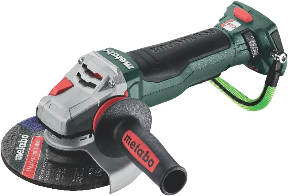 Metabo 18V Cordless 6-Inch Angle Grinder | Tool Only - No Battery | Paddle Switch | Braking | WPB 18 LTX BL 15-150 Quick DS, Green/Black