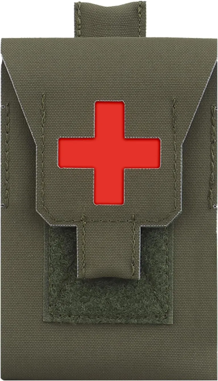 Micro Trauma Mini IFAK Pouch - Molle Small Med Kit Tactical First Aid Portable Medical Storage Bag (Green)