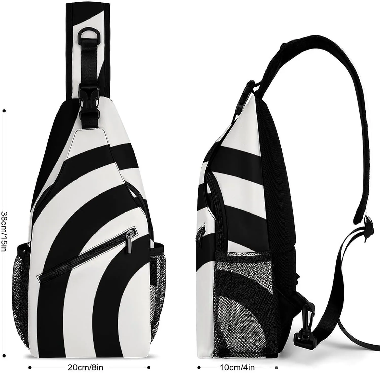 Mid Century Modern Abstract Arches Black And White A Spacious And Large Capacity Portable Adjustable Chest Bag