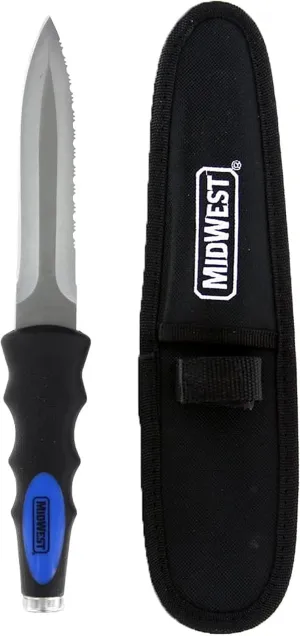 MIDWEST Flex Duct Knife - 5" Blade with Rubberized Handle & Nylon Sheath - MWT-FDK02