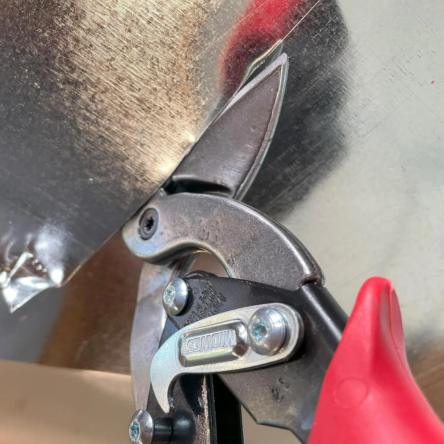 Midwest Tool & Cutlery Aviation Snip - Left Cut Upright Tin Cutting Shears with Forged Blade & KUSH'N-POWER Comfort Grips - MWT-6900L