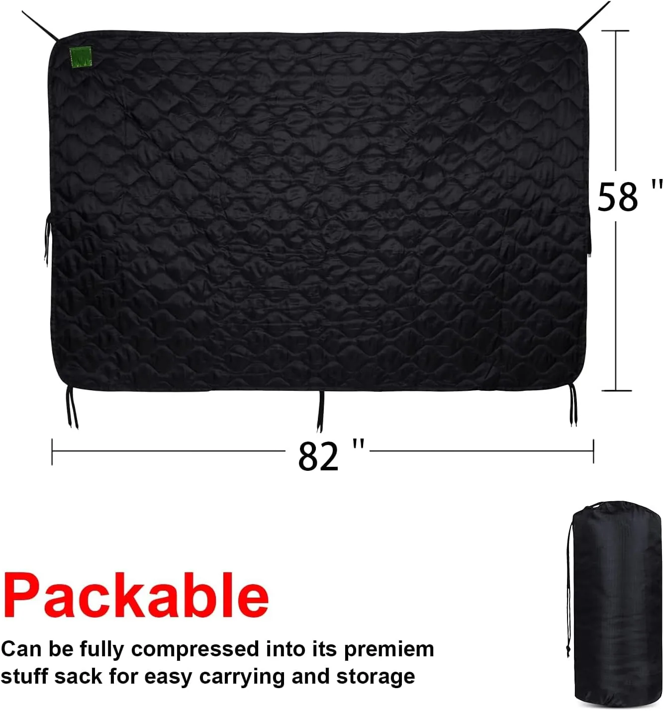 Military Woobie Blanket Thermal Insulated Poncho Liner Camping with Drawstring Carry Bag Waterproof for Outdoor Hiking