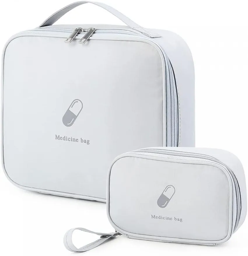 MiOYOOW 2PCS Travel First Aid Bag, Medical Pouch Portable Medicine Storage Bag for Camping Hiking Travel (Small and Large)