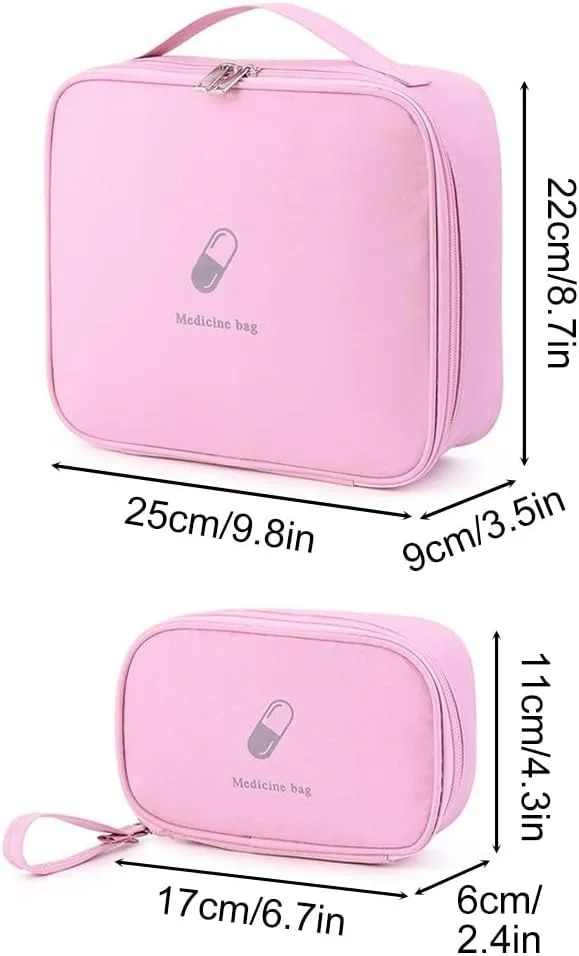 MiOYOOW 2PCS Travel First Aid Bag, Medical Pouch Portable Medicine Storage Bag for Camping Hiking Travel (Small and Large)
