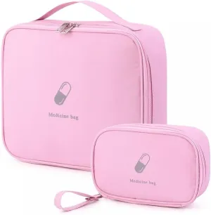 MiOYOOW 2PCS Travel First Aid Bag, Medical Pouch Portable Medicine Storage Bag for Camping Hiking Travel (Small and Large)