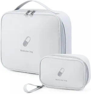 MiOYOOW 2PCS Travel First Aid Bag, Medical Pouch Portable Medicine Storage Bag for Camping Hiking Travel (Small and Large)