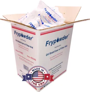 MirOil P46C Fry Powder Oil Stabilizer and Filter Aid, Food Centers Cook Hotter, Deep Fryer Cooking Oil Saver Helps Save Grease & Remove Carbon Deposits, 46 x Size C Portion Pack(160ML Each) Fry Powder