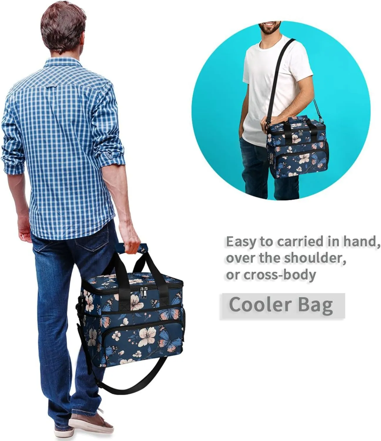MNSRUU Cooler Bag Green Cactus Soft Cooler Bag Insulated Lunch Totes Picnic Bag Beach Cooler Lunch Box Container with Adjustable Shoulder Strap