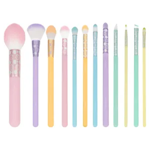 MODA Posh Pastel Signature 12pc Makeup Brush Kit – Complete Vegan Brush Set for Face & Eyes with Soft Synthetic Filaments
