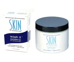 Moisturize It Skin Cream 4oz & Wash It Superfatted Hypoallergenic Fragrance Free Cleansing Bar | Moisturizing Lotion Hydrates Skin | Softens Skin with Collagen | Safe for Kids & Adults