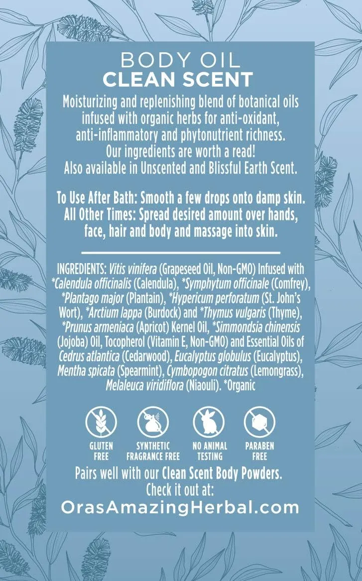 Moisturizing Skin Oil with Eucalyptus & Lemongrass Essential Oils, Body Hydration for Dry Skin, Massage Oil, Body Oils for Men and Women, Natural Skin Care, 2 oz Travel Size, Ora’s Amazing Herbal