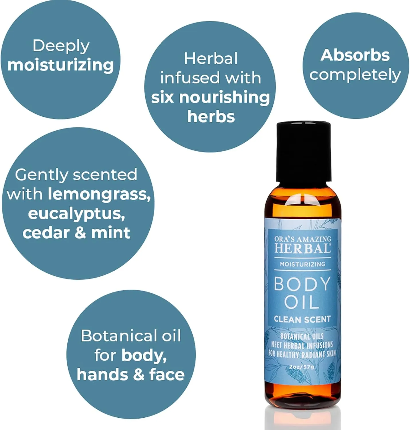 Moisturizing Skin Oil with Eucalyptus & Lemongrass Essential Oils, Body Hydration for Dry Skin, Massage Oil, Body Oils for Men and Women, Natural Skin Care, 2 oz Travel Size, Ora’s Amazing Herbal