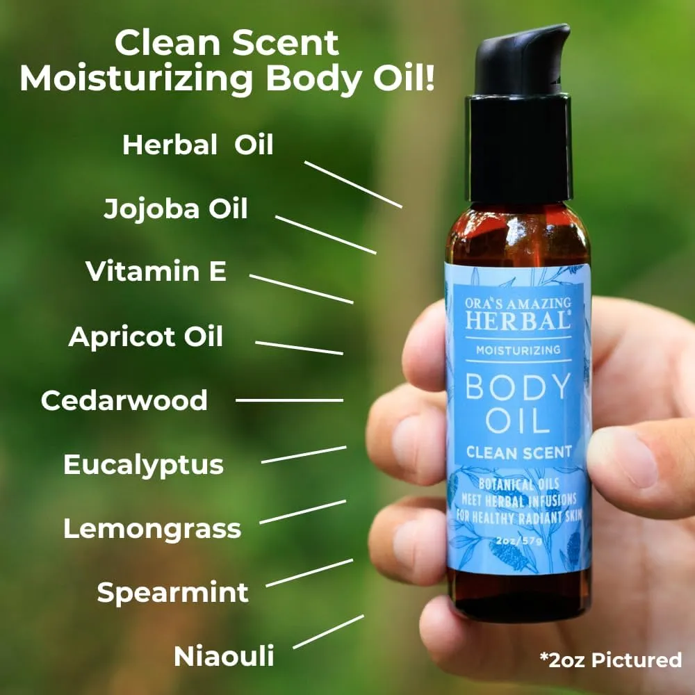 Moisturizing Skin Oil with Eucalyptus & Lemongrass Essential Oils, Body Hydration for Dry Skin, Massage Oil, Body Oils for Men and Women, Natural Skin Care, 2 oz Travel Size, Ora’s Amazing Herbal