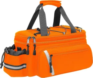 MOSISO Bike Rack Bag with Rain Cover, Bike Trunk Cooler Handag Insulated Bicycle Rear Seat Pouch with 2 Side Foldable Panniers, 8L Cycling Backseat Storage Cargo Saddle Shoulder Bag, Orange