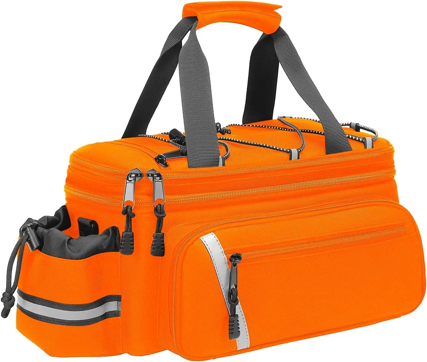 MOSISO Bike Rack Bag with Rain Cover, Bike Trunk Cooler Handag Insulated Bicycle Rear Seat Pouch with 2 Side Foldable Panniers, 8L Cycling Backseat Storage Cargo Saddle Shoulder Bag, Orange