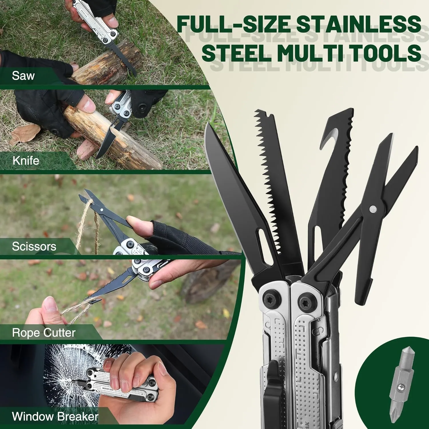 MOSSY OAK Multitool, 20-in-1 Stainless Steel Multi Tool Pliers, Self-locking Pliers with Sheath-Perfect for Outdoor, Survival, Camping, Hiking