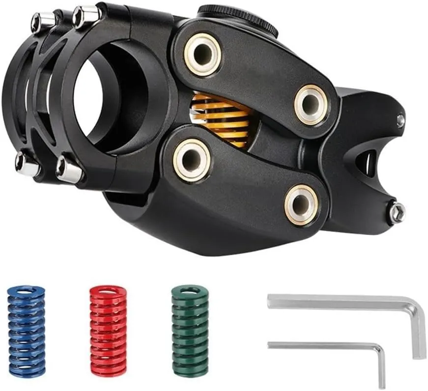 Mountain Bike Shock Spring Absorber Suspension Stem for Bicycles, Shock-Absorbing Bicycle handleI Buffer for Road, Gravel, and E-Bikes 7 Degrees 90mm Dashpot stem Spring