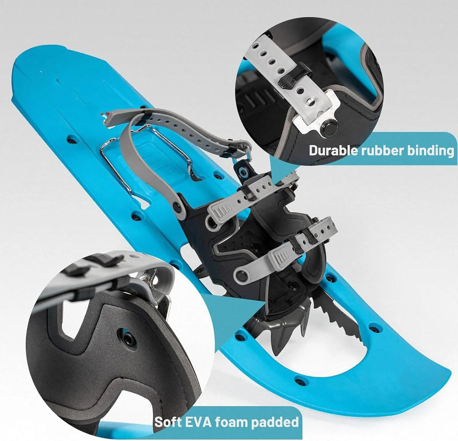 Mountain Terrain Snowshoes with Telescopic Pole Set, Special Steel Traction Rails, EVA Foam Padded, Flexible Pivot Bar, for Hiking,25inch