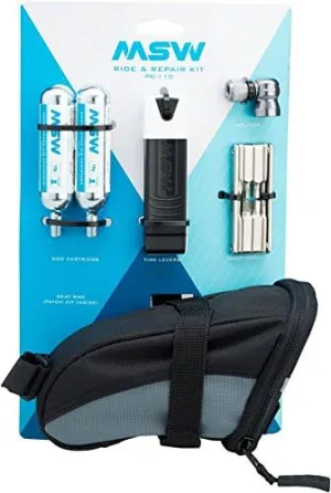 MSW Bike Premium Ride & Repair Bike Tool Kit with Zipper Seat Bag, Glueless Tire Repair Kit   Bike Repair Basic Essentials Tools