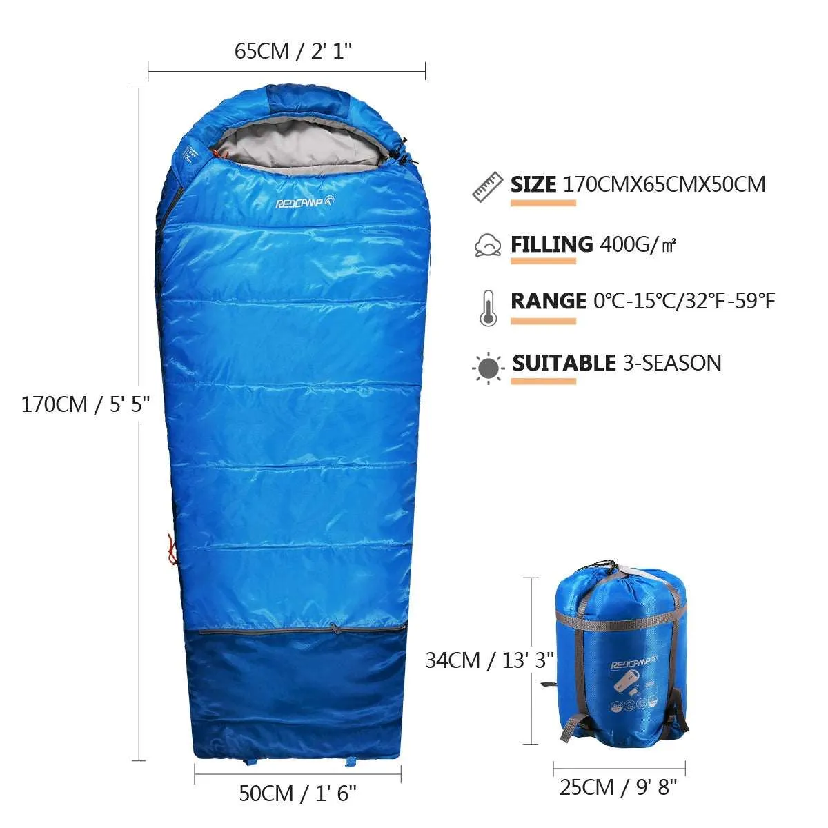 Mummy Kids Sleeping Bag for Camping,Blue Rose from Redcamp