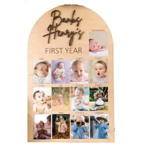 My First Year Photo Board, 1st Birthday Picture Display Personalized, Personalized First Birthday Gifts for Girls