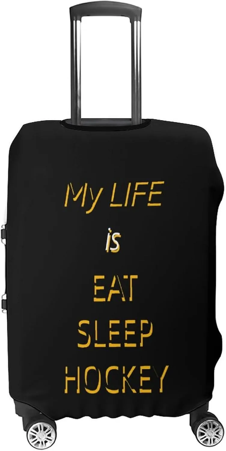 My Life is Eat Sleep Hockey Protective Luggage Case Washable Suitcase Cover Travel Bag Protector