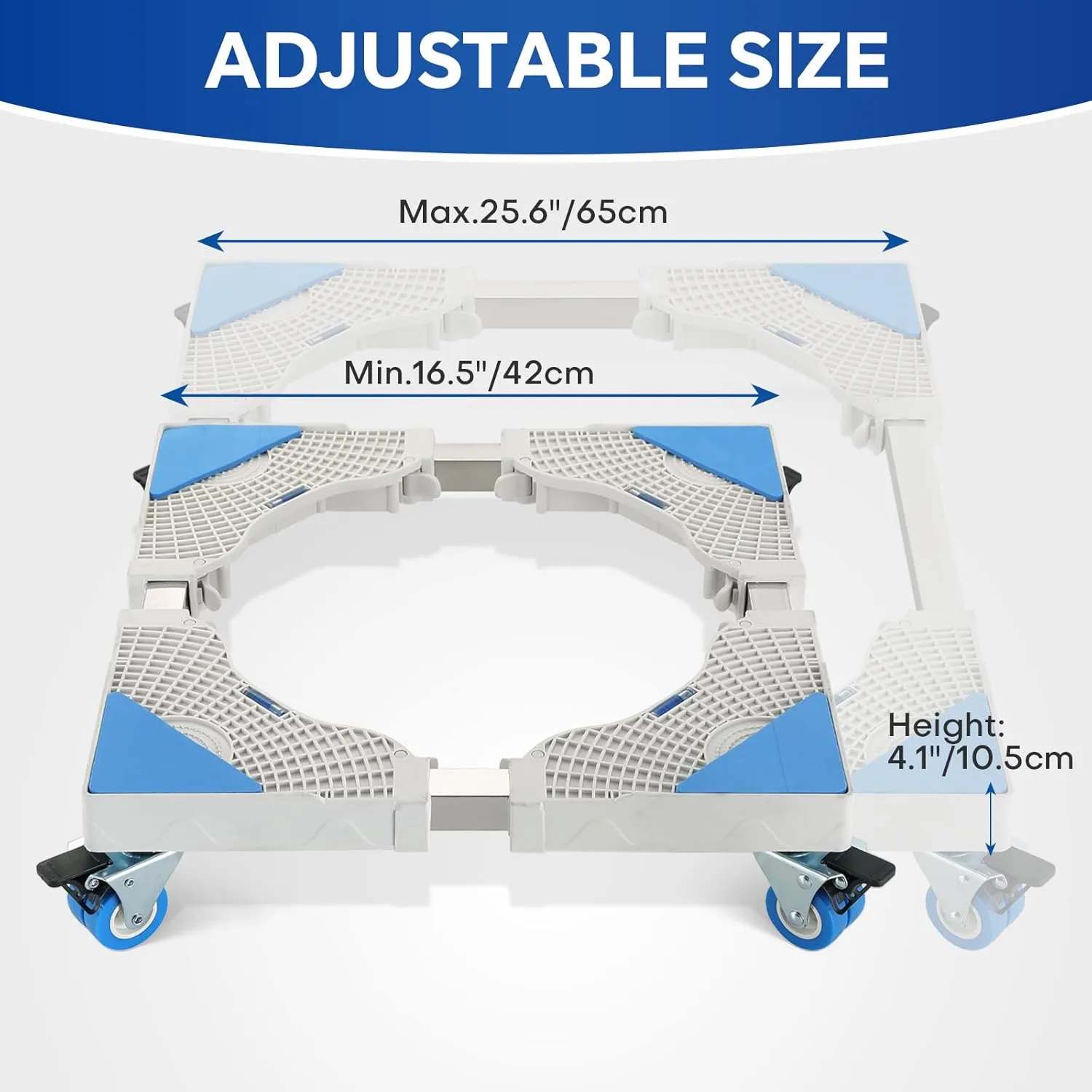 MYFULLY Adjustable Movable Furniture Dolly Roller Base, Multi-Functional Mobile Base for Dryer, Washing Machine and Mini Refrigerator Stand Moving Cart (8 Wheels)