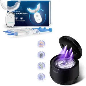MySmile Teeth Whitening Kit for Sensitive Teeth with LED Light Bundle with Ultrasonic Retainer Cleaner 200ML