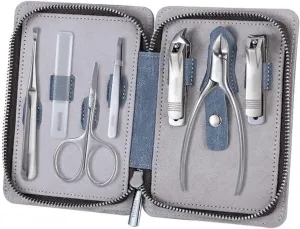 Nail Clipper Kit Portable Nail Clipper Set, 7 Pieces Pedicure Grooming Kit for Men Women, Sharp Finger&Toe Nail Tool, Personal Care Manicure Kit with Leather Case Manicure Set (Color : Bigblue Mug)