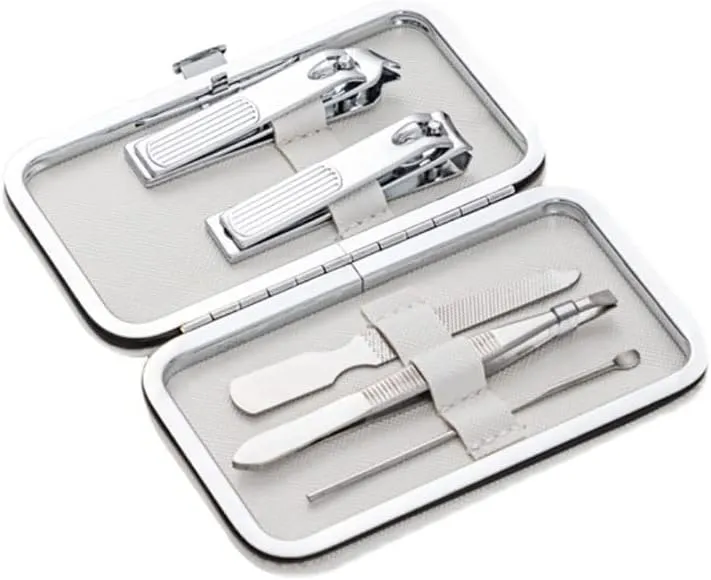 Nail Clippers Kit 5-Piece Nail Clippers Set Portable Nail Set Decoration Foot Set Personal Care Beauty Set with White Portable Mini Box Pedicure Tools for Feet