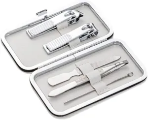 Nail Clippers Kit 5-Piece Nail Clippers Set Portable Nail Set Decoration Foot Set Personal Care Beauty Set with White Portable Mini Box Pedicure Tools for Feet
