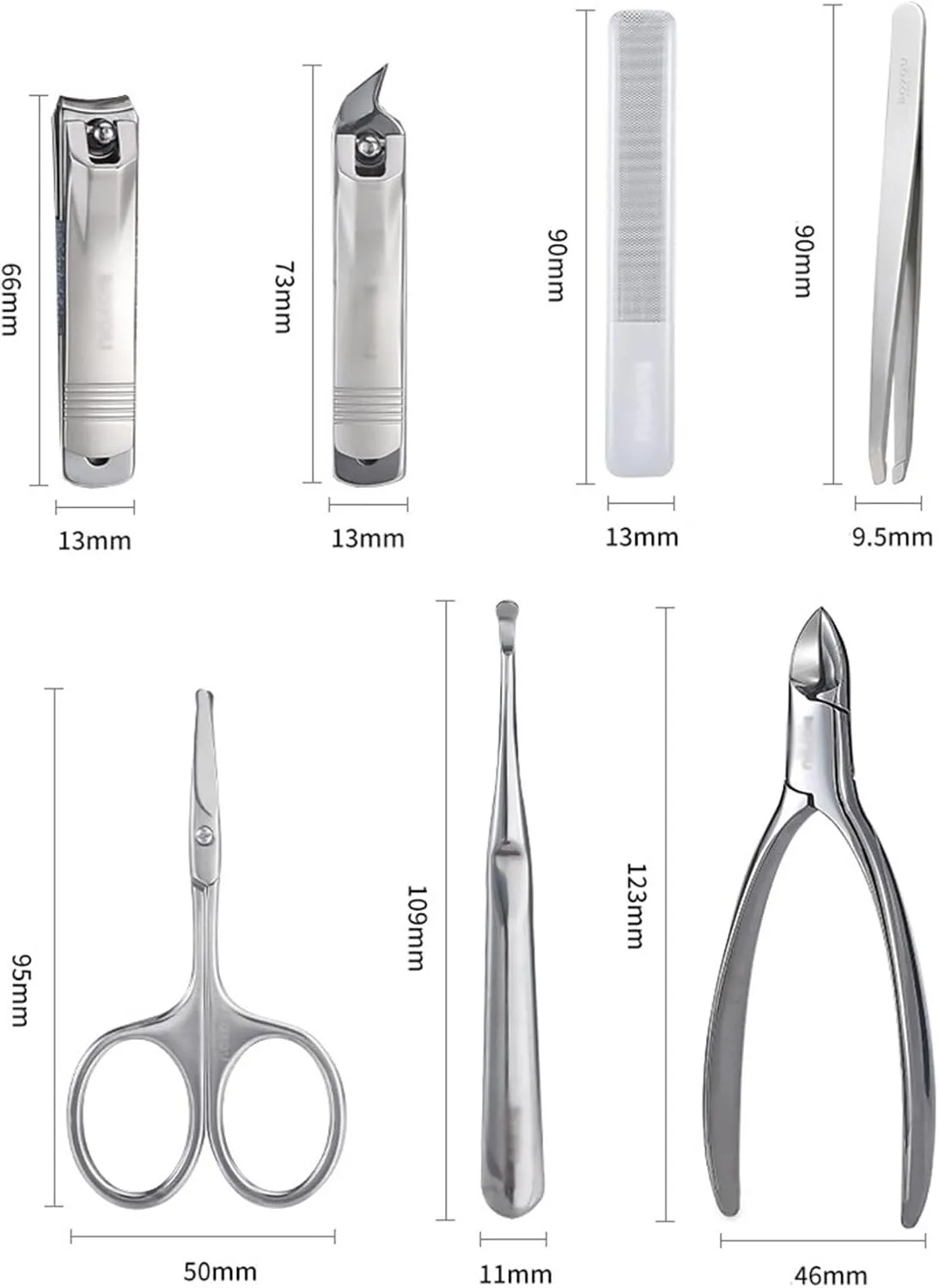 Nail Scissors Set Portable Nail Clipper Set, 7 Pieces Men Women Pedicure Grooming Kit, Sharp Finger and Toe Nail Tools with Leather Case Nail Clipper Set(Blue)