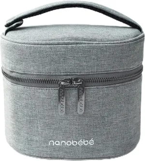 NANOBÉBÉ Breastmilk Baby Bottle Deluxe Cooler & Travel Bag with Ice Pack Included. Compact Triple Insulated, Easily attaches to Stroller or Diaper Bag- Grey