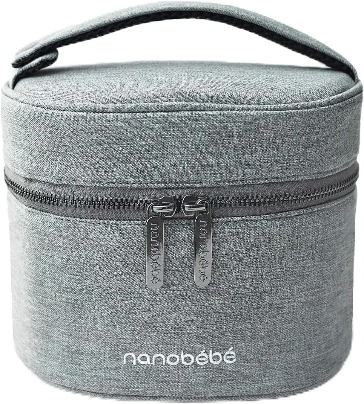 NANOBÉBÉ Breastmilk Baby Bottle Deluxe Cooler & Travel Bag with Ice Pack Included. Compact Triple Insulated, Easily attaches to Stroller or Diaper Bag- Grey