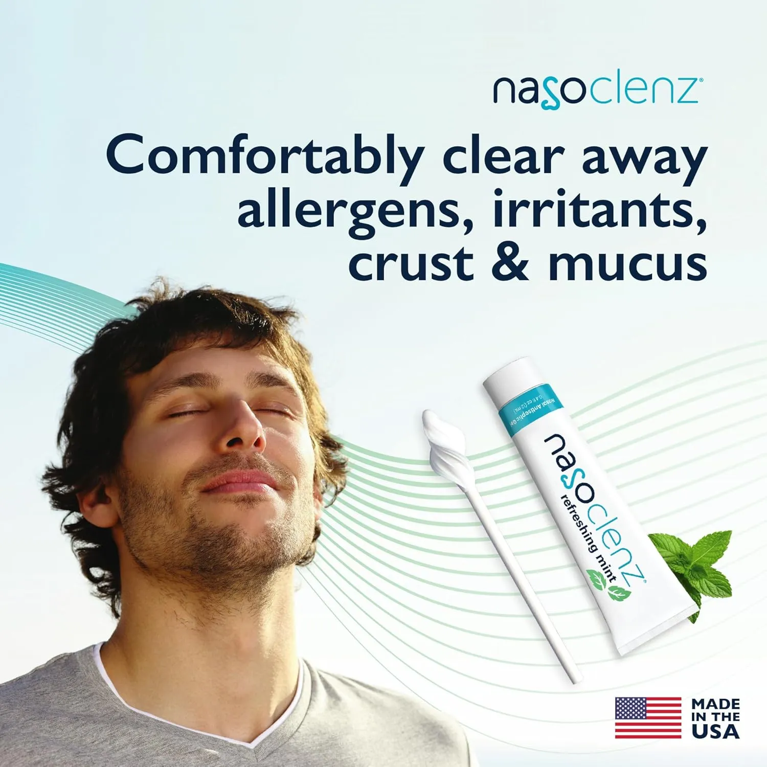 Nasal Cleansing Kit – Gentle, Washable Wand & Antiseptic Gel, Nose Cleaner Reduces Germs & Nasal Moisturizer for Fast Dry Nose & Allergy Relief (Mint 15 Count, up to 120 uses)