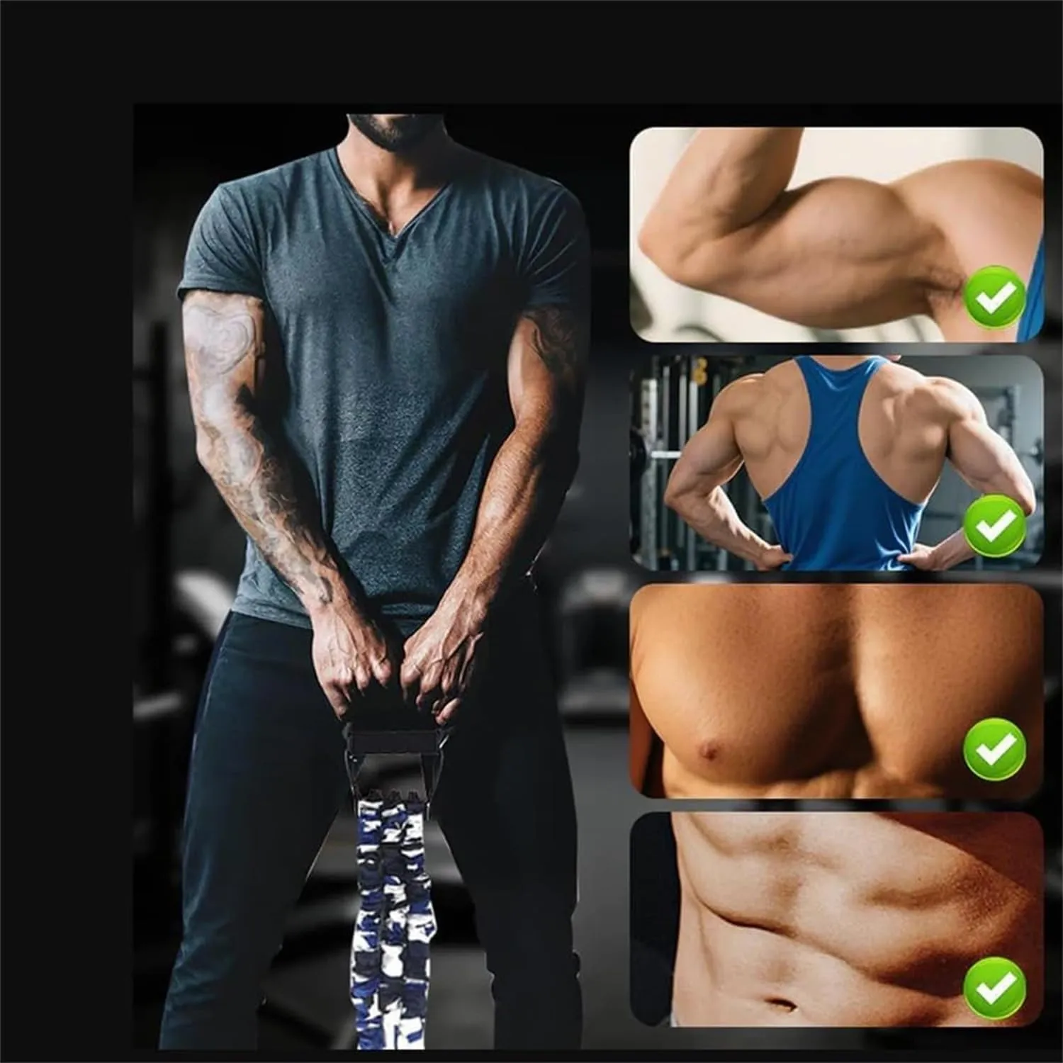 Natural Latex 3-Hole Resistance Stretcher, Heavy Exercise Bands Resistance Bands with Handles, High Elasticity Workout Band, Tear Resistant Strength Band, Exercise Equipment for Home
