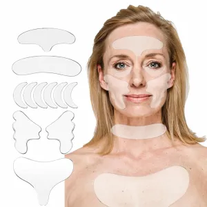 Neck Wrinkle Patches Reusable Chest Wrinkle Pads - 11 pcs Anti Wrinkles pads Silicone face patches for Skin Lines Prevention,Overnight Wrinkle Remover while Sleeping